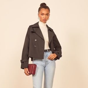 Reformation Cropped Black Trench